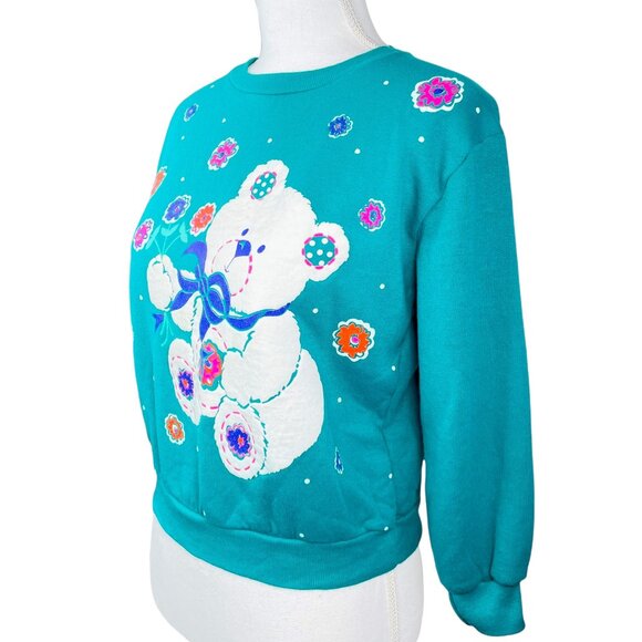 Vintage Honors 90s Teddy Bear Soft Pullover Sweatshirt Made in USA 10 / 12 - Picture 5 of 9